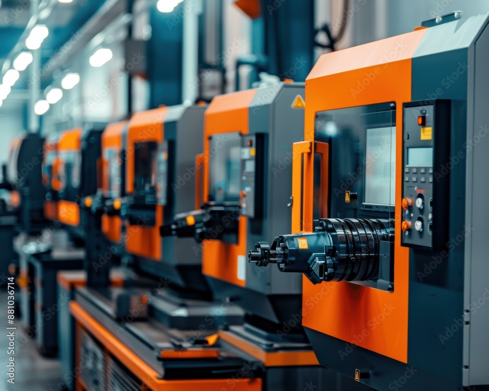 Automated machines in a factory. AI. Automated machines in a factory. AI.