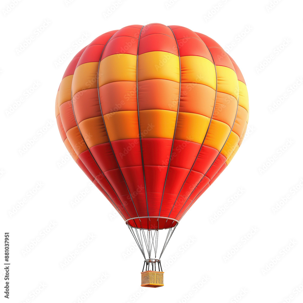 Obraz premium Red And Yellow Hot Air Balloon Against White Background