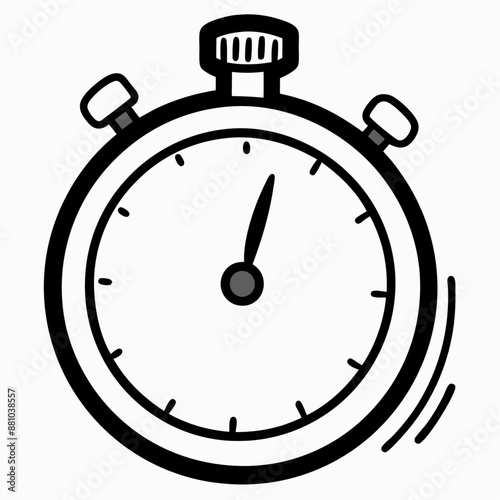 Stopwatch Hand Drawn Doodle Icon, isolated white background (17)