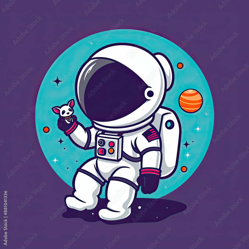 Cute Astronaut With Dog Astronaut Cartoon Vector Icon Illustration. Flat Cartoon Style Cute Astronaut With Dog Astronaut Cartoon Vector Icon Illustration. Flat Cartoon Style