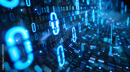 The digital data stream creates an idea of a high transmission rate. The concept of digital transformation of the future, breakthrough innovations and flexible business methodology.