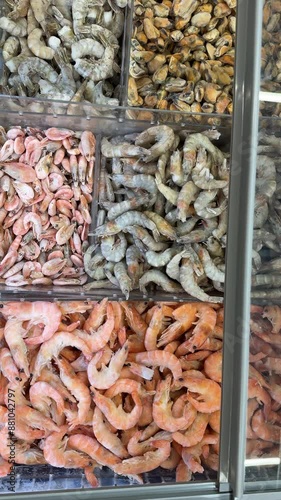 frozen seafood in the refrigerator