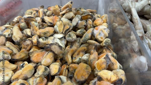 frozen seafood in the refrigerator
