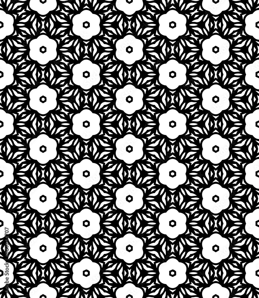 Black and white seamless abstract pattern. Background and backdrop. Grayscale ornamental design. Black and white seamless abstract pattern. Background and backdrop. Grayscale ornamental design.