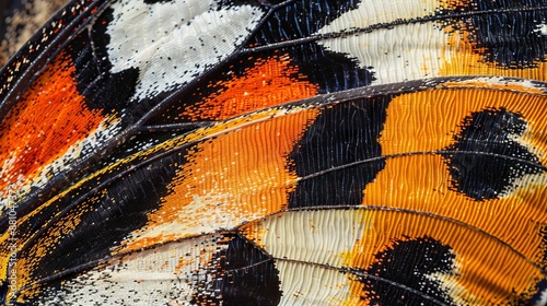 Closeup The Leopard Lacewing (Cethosia cyane euanthes Fruhstorfer)wing, butterfly wing detail texture background'  photo