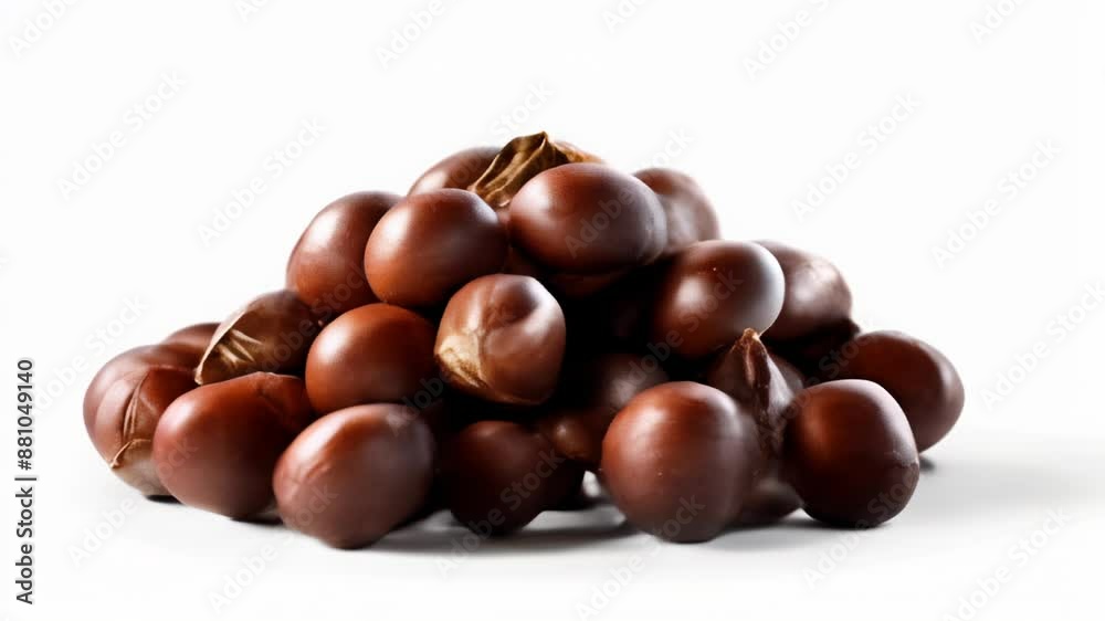 A pile of shiny dark brown chestnuts A pile of shiny dark brown chestnuts