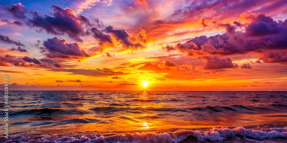 Ocean Sunset with Dramatic Clouds, Seascape, Water, Nature, Golden Hour, sunset, sea Ocean Sunset with Dramatic Clouds, Seascape, Water, Nature, Golden Hour, sunset, sea