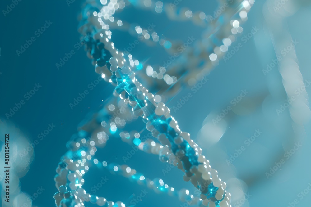 Close-up of double helix DNA structure, blue background. V plain Close-up of double helix DNA structure, blue background. V plain