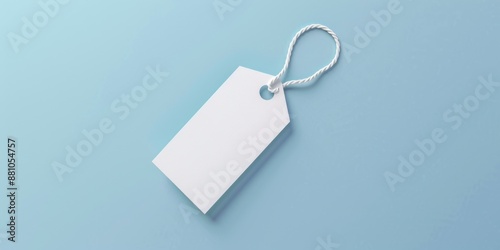 A single white price tag stuck to a blue surface, great for use in e-commerce or pricing concepts