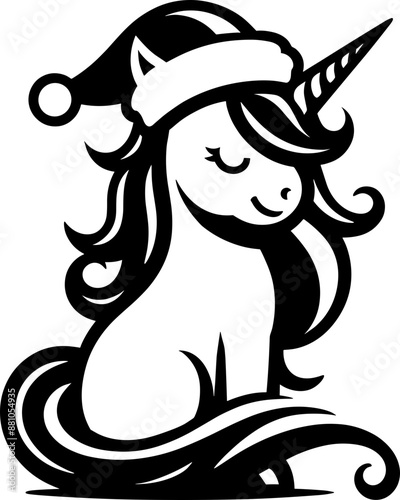 Unicorn in Santa Hat