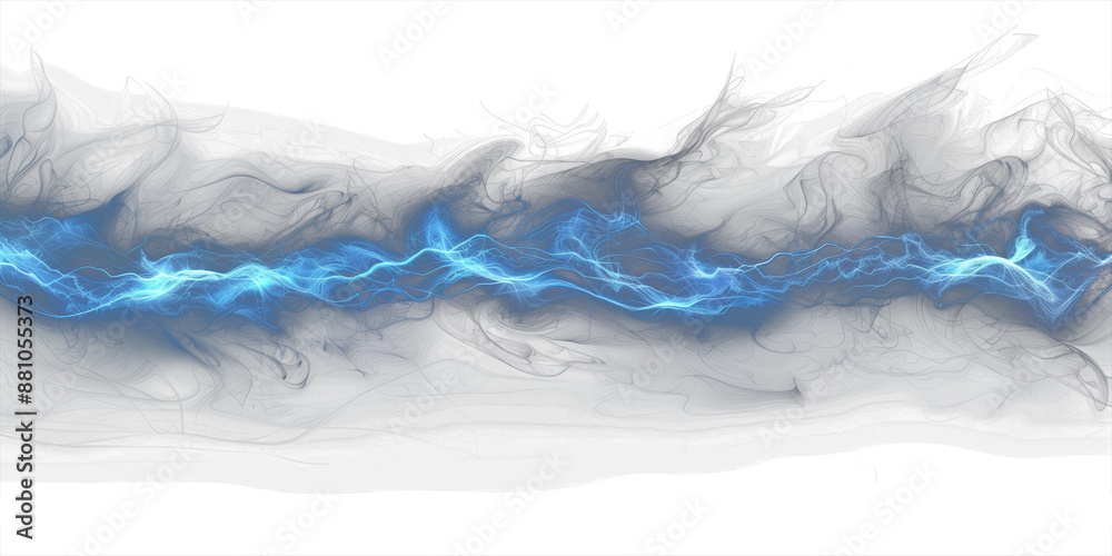 Fototapeta premium Blue plasma lightning isolated on transparent background