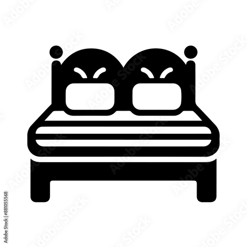 Bed icon silhouette vector. Human in bed illustration simple design