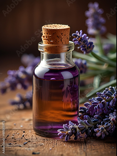 lavender essential oil with lavender herb aromatherapy