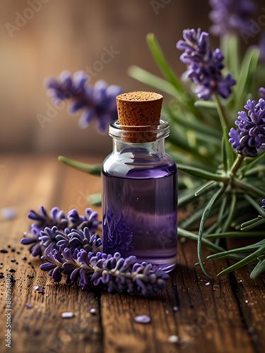 lavender essential oil with lavender herb aromatherapy