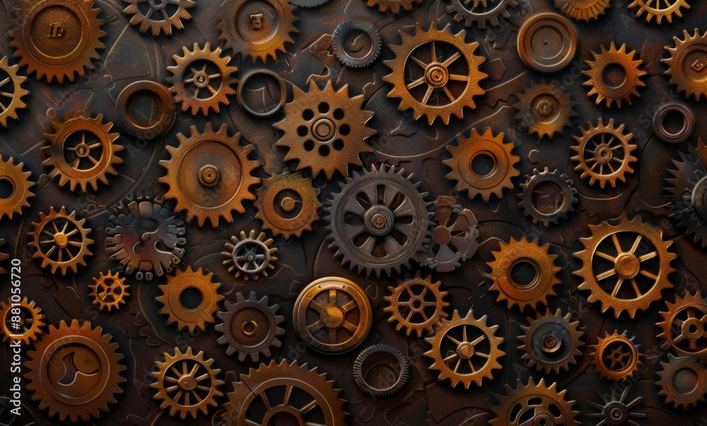 Intricate Array of Interlocking Metal Gears and Cogs Wallpaper Background Intricate Array of Interlocking Metal Gears and Cogs Wallpaper Background