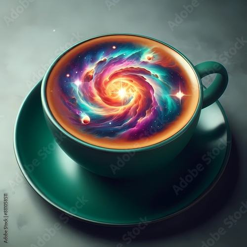 Coffee Art: A Galaxy in a Cup. photo