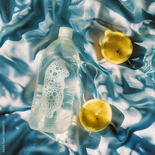 a bottle of laundry detergent and a lemon fresh