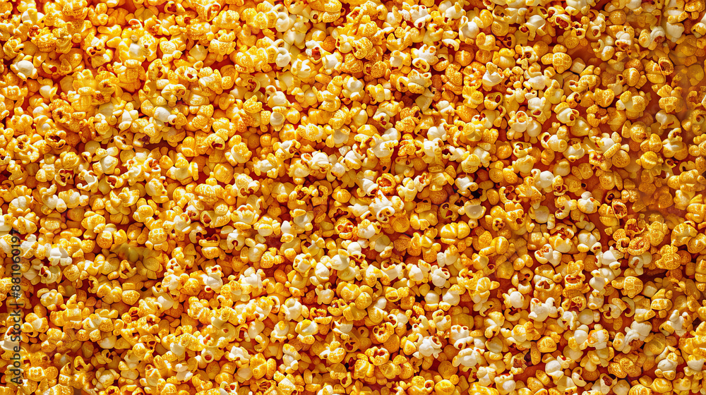 Spilled Popcorn: The foreground features a spill of popcorn scattered across a smooth, matte gray surface. Some kernels are visible close-up, showcasing their fluffy texture and light golden color.
Spilled Popcorn: The foreground features a spill of popcorn scattered across a smooth, matte gray surface. Some kernels are visible close-up, showcasing their fluffy texture and light golden color.