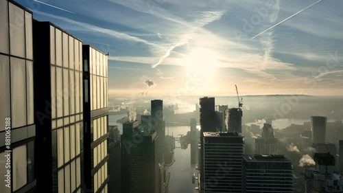 Skyscraper Overlooking Canary Wharf at Sunrise in London