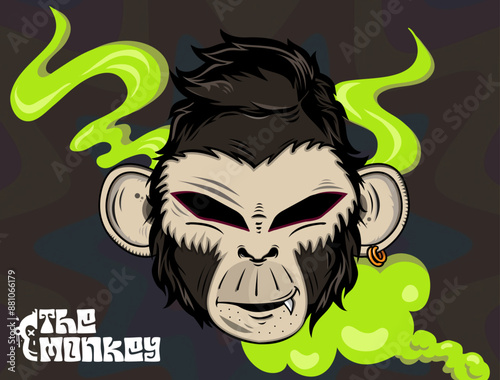 Evil face monkey - vector character design scary