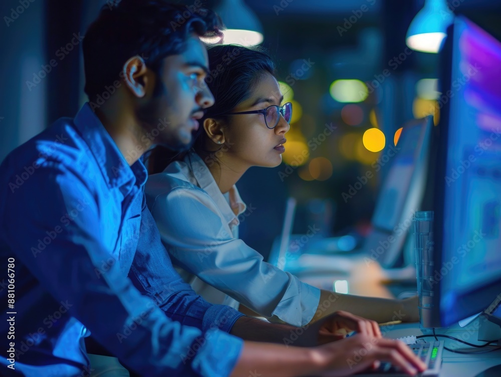 Couple using laptops at home or office, idea for family time or remote work Couple using laptops at home or office, idea for family time or remote work