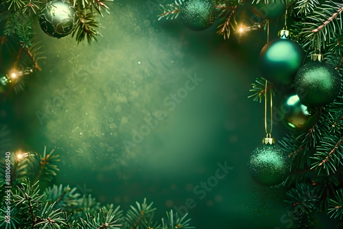 green christmas background banner with metal texture design and soft center lighting