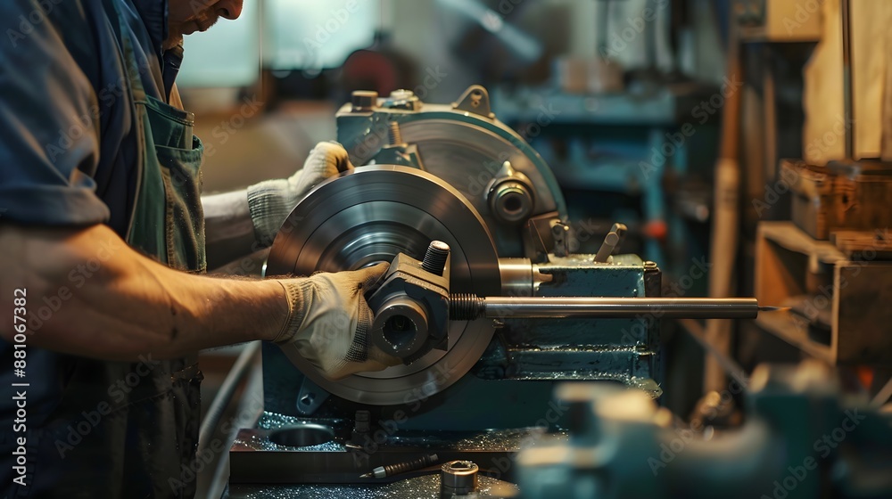 Professional Metal Worker Operating Lathe Machine. Custom Metal Elements Production. Professional Metal Worker Operating Lathe Machine. Custom Metal Elements Production.
