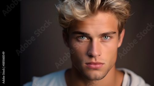 Close up portrait of a very handsome blonde man