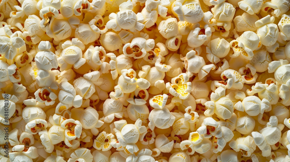Background of Lots of Popcorn: The entire frame is filled with fluffy, golden-yellow popcorn, creating a rich and textured background. Each popcorn kernel is perfectly popped, showing off its crispy, Background of Lots of Popcorn: The entire frame is filled with fluffy, golden-yellow popcorn, creating a rich and textured background. Each popcorn kernel is perfectly popped, showing off its crispy,