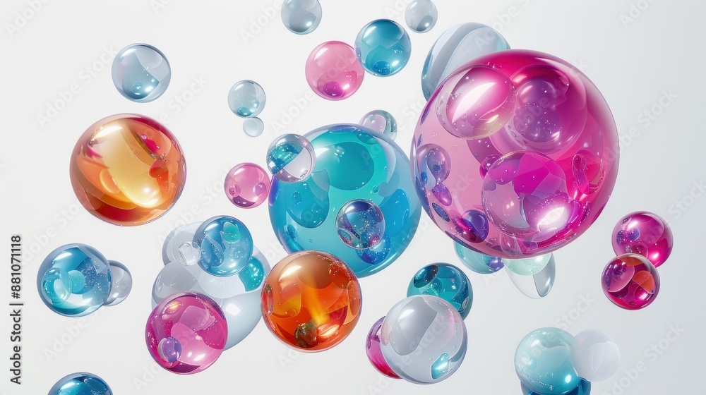 Colorful Transparent Bubbles Floating. Generative ai Colorful Transparent Bubbles Floating. Generative ai