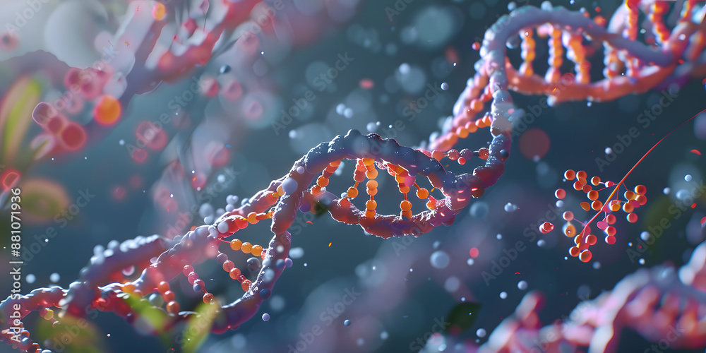 Visão microscópica de filamentos de DNA Visão microscópica de filamentos de DNA