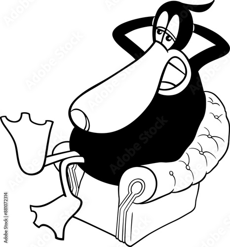 cartoon black duck animal character telling coloring page