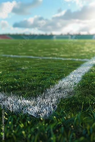 a soccer field with a white line on it photo