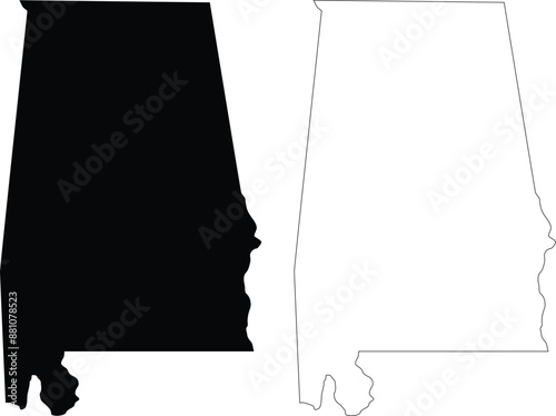 Alabama state contour outline silhouette map