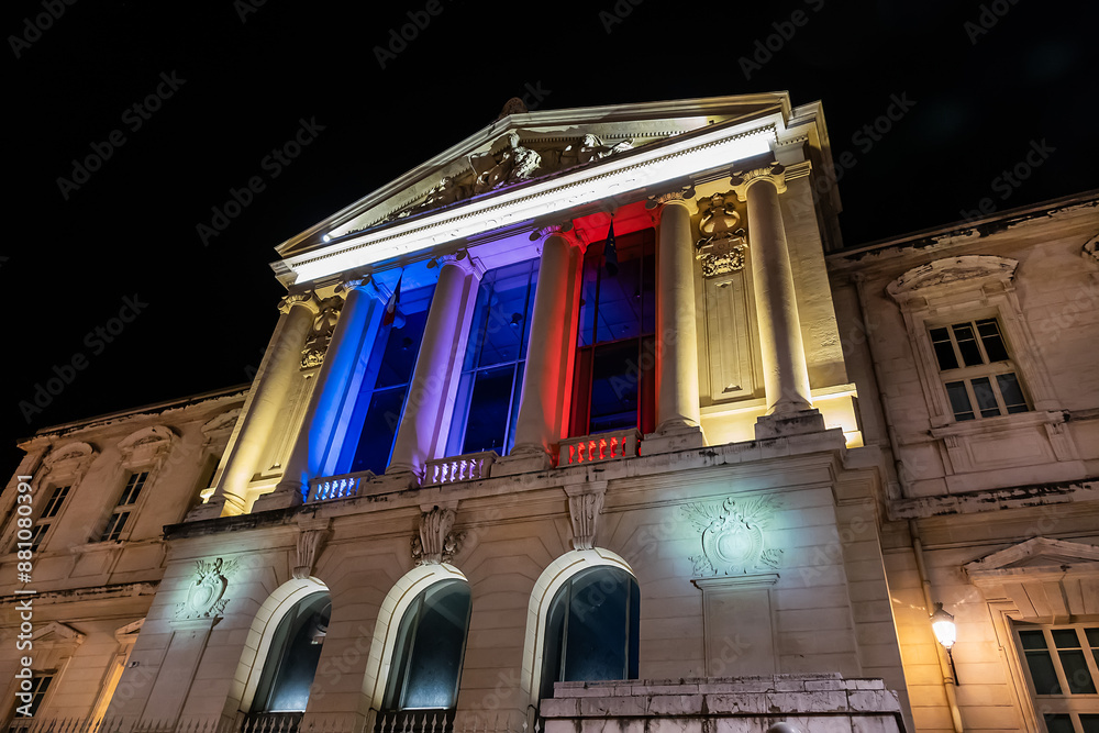 Φωτογραφία Beautiful night view of Nice Courthouse (Palace of Justice, 1885) - imposing law courts built in neoclassical style at Place du Palais