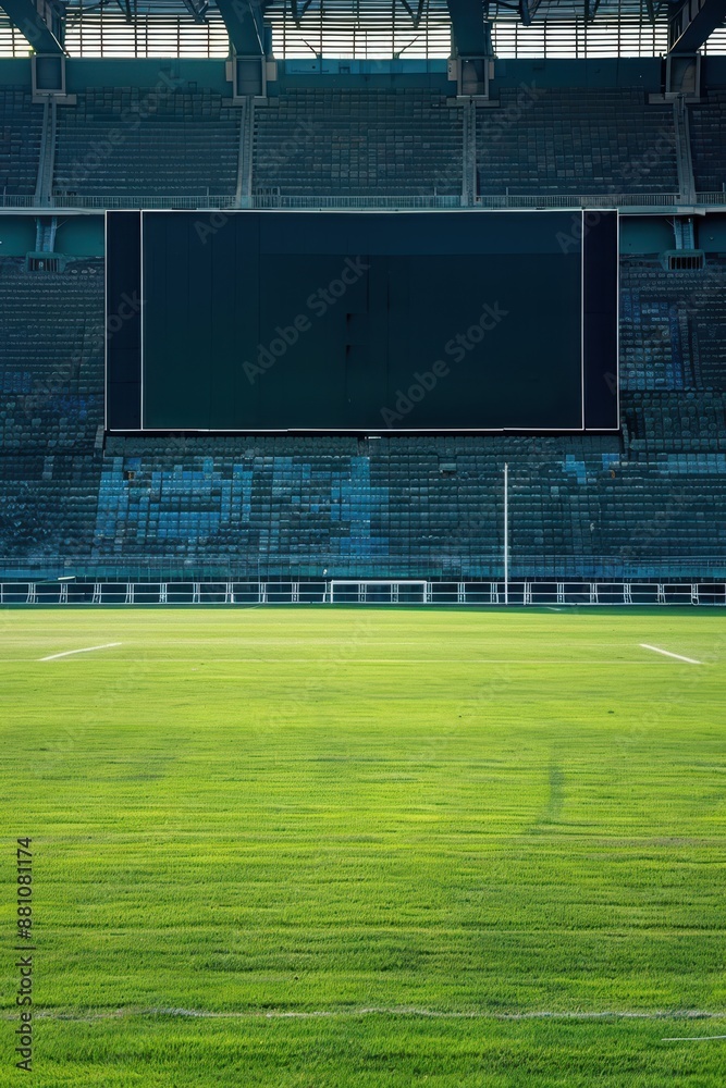 Fototapeta premium an empty stadium with a large screen