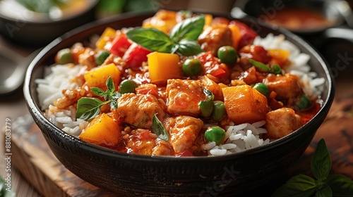 Chicken Curry with Rice and Vegetables