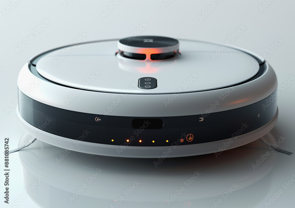 High-Tech Robotic Vacuum Cleaner on White Background
High-Tech Robotic Vacuum Cleaner on White Background