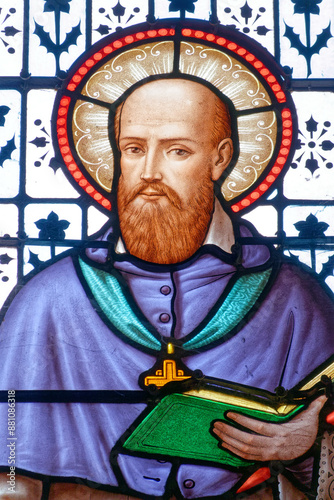 Quadro su tela A stained glass of Saint Francis de Sales, founder of the Visitation Order