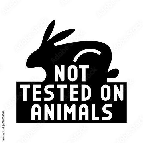 not tested on animals product label warning glyph icon vector. not tested on animals product label warning sign. isolated symbol illustration