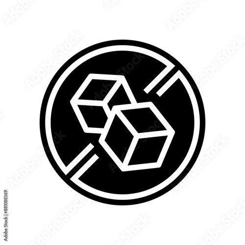 sugar free product label warning glyph icon vector. sugar free product label warning sign. isolated symbol illustration