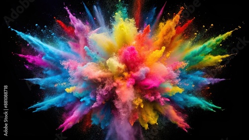 Dynamic Explosion of Color Abstract Powder Burst in Motion, Color, Abstract, Burst, Powder