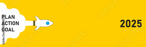 Red airplane going towards goal, plan, action. 2025 year plan idea concept.business creativity new idea discovery innovation technology.