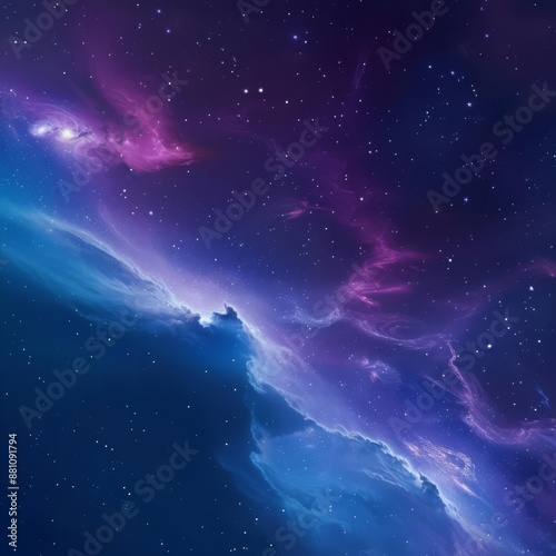 Gradient backdrop with cosmic themes, scifi, deep blues and purples, digital rendering, mesmerizing and futuristic for tech ads © TSUCHAXAYA