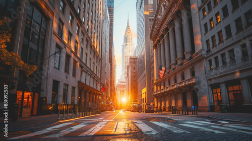 Fototapeta Naklejka Na Ścianę i Meble -  A city street with a large building in the background