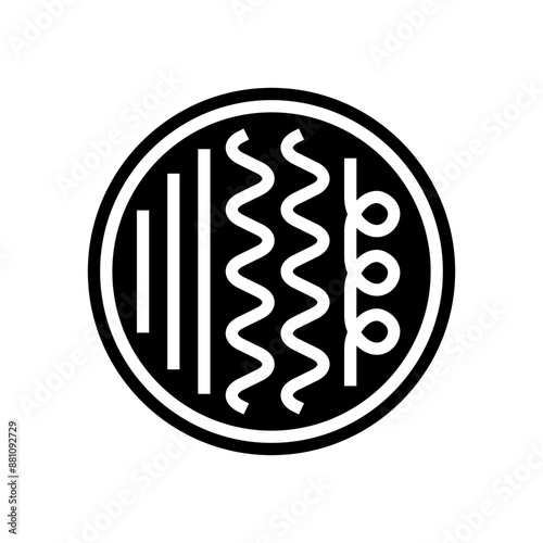 for all hair types product label caution glyph icon vector. for all hair types product label caution sign. isolated symbol illustration