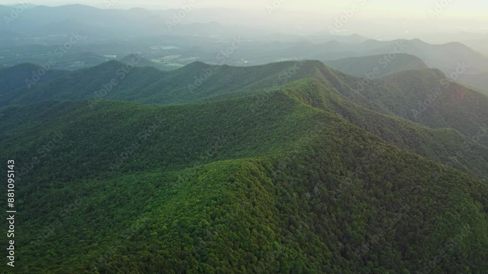 Serene Aerial View of the Lush Green Appalachian Forest near Brasstown Bald, Georgia
