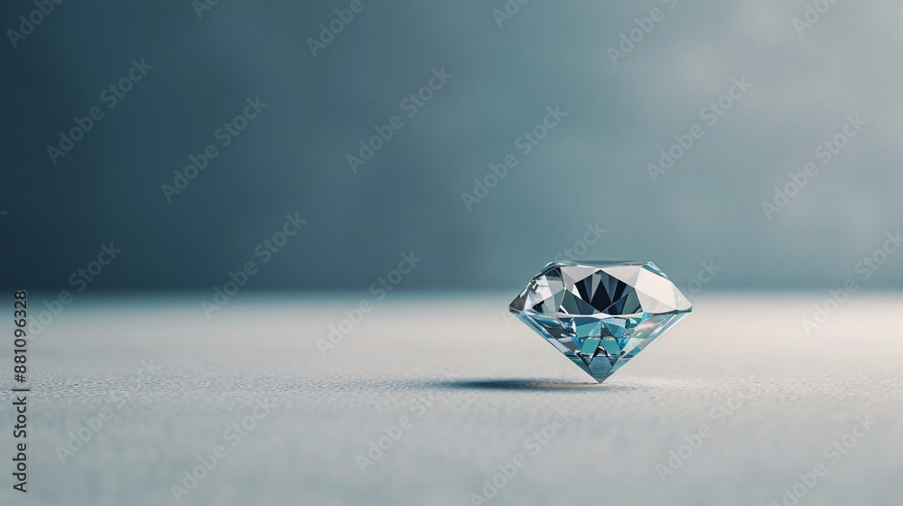 Close-up of a Single Diamond on Blue Background