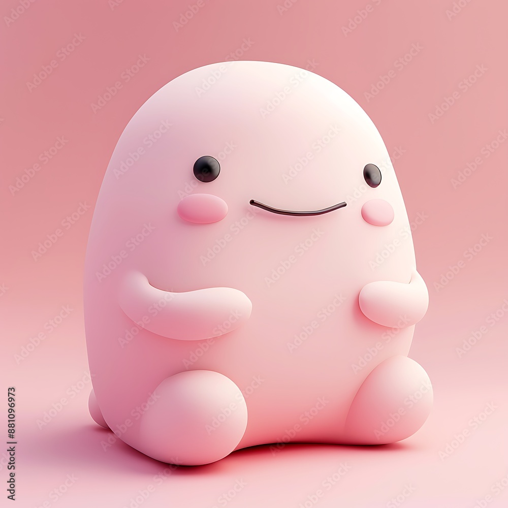 Cute pink blob character with a friendly smile Cute pink blob character with a friendly smile