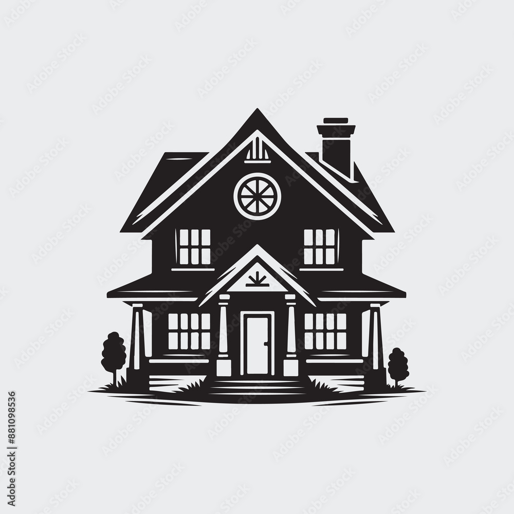 Real estate home hand drawn house silhouette logo